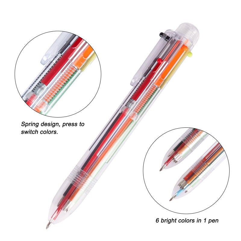 JPSOR 28 Pack Multicolor Pen, 0.5mm 6-in-1 Multicolor Ballpoint Pens, 6 Colors Retractable Ballpoint Pens for Office School Supplies Students Gift - Image 4